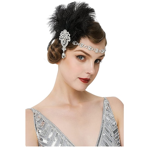 

O Grande Gatsby Anos 20 O Grande Gatsby Faixa De Cabelo Estilo Melindrosa Pena Ocasiões Especiais Vintage Cosplay Festa Natal dia das Bruxas Bandana Natal