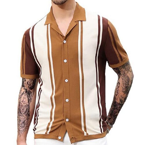 

Homme Polo Pull polo de golf Plein Air Entreprise Revers Manche Courte Moderne Bloc de couleur Bouton devant Eté Printemps Jaune Marron Vert Polo Pull