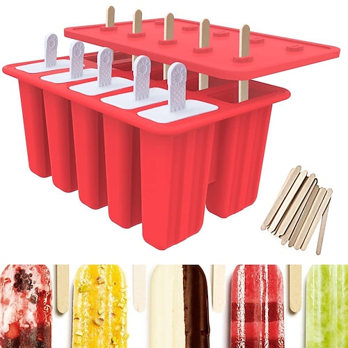 Homemade Popsicle Molds Shapes, Silicone Frozen Ice Popsicle Maker-BPA  Free, with 12 Reusable Popsicle Sticks 2023 - US $21.99