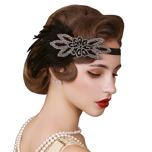 

1920-е годы повязка на голову с перьями и блестками 20-х годов, украшенная блестками, головной убор для танцовщиц, аксессуары для волос в стиле Гэтсби для женщин