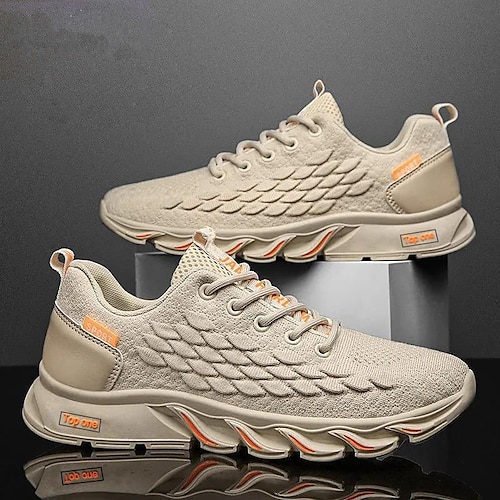 

Men's Sneakers Flyknit Shoes Casual Daily Running Shoes Tissage Volant Breathable Black Khaki Gray Summer Spring