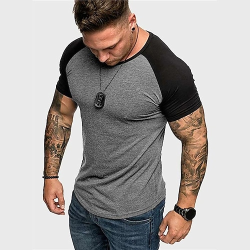 

Per uomo maglietta T-shirt Color Block Manica Raglan Girocollo Strada Da mare Maniche corte Collage Abbigliamento Di tendenza Originale Essenziale