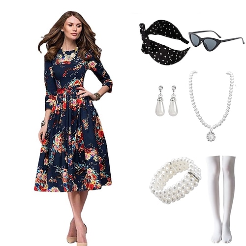 

Audrey Hepburn 1950s Vintage Inspirado en la vendimia Uso Diario Verano Vestidos Collar Accesorios Ropa de Fiesta Pendientes Mujer Disfraz Cosecha Cosplay Víspera de Todos los Santos Fiesta Casual