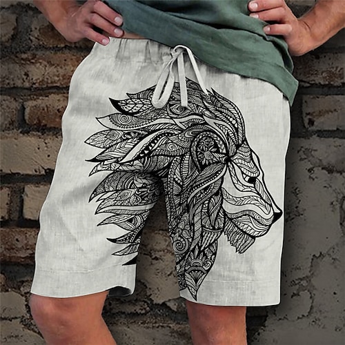 

Homme Short Short d'été Short de plage Cordon Taille elastique Impression 3D Graphic Animal Lion Respirable Doux Court Casual du quotidien Vacances Vêtement de rue Hawaïen Vert Kaki Micro-élastique