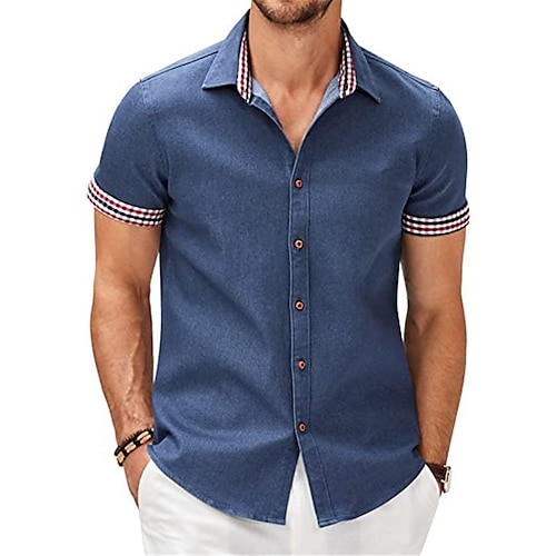 

Homens Camisa Social camisa de botão Camisa casual camisa de verão camisa de praia Preto Azul Verde Cinzento Manga Curta Bloco de cor Xadrez Lapela Diário Férias Roupa Moda Casual Confortável