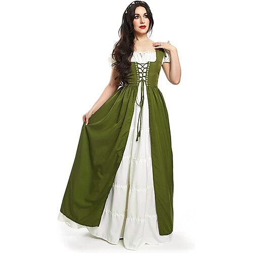 

Lady Retro Vintage Medieval Renaissance Peasant Dress Dress Chemise OverDress Women's Girls' Costume Vintage Cosplay Masquerade Vacation Casual Daily Dress Masquerade