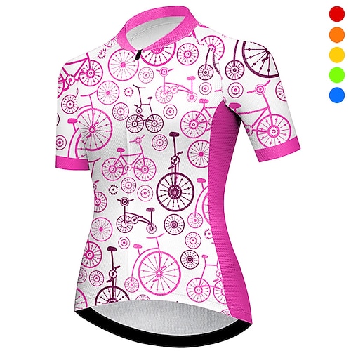 

21Grams Mujer Maillot de Ciclismo Manga Corta Bicicleta Camiseta con 3 bolsillos traseros MTB Bicicleta Montaña Ciclismo Carretera Transpirable Secado rápido Dispersor de humedad Bandas Reflectantes