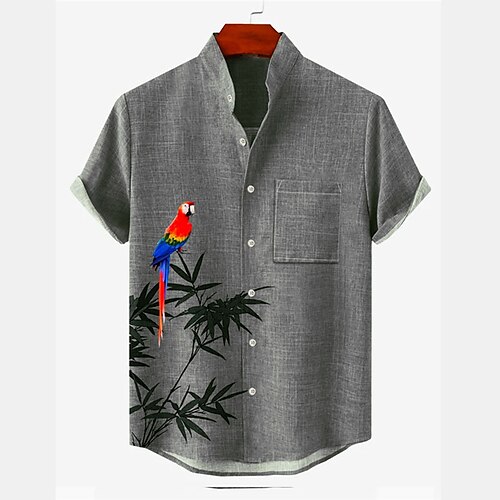 

Homme Chemise Chemise Lin Imprimés Photos Perroquet Feuilles Mao Vert Claire Violet Vert Gris Extérieur Plein Air Manche Courte Imprimer Vêtement Tenue Lin Mode Vêtement de rue Design Décontractées