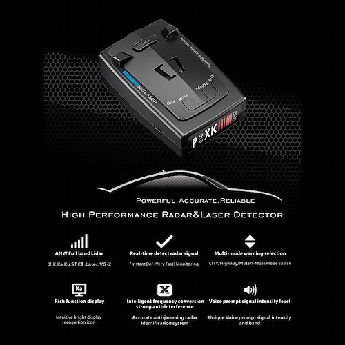 Anti Radar Detector RAD1000 Radar Detection For 16 Full Band Vehicle Speed  Control English Voice For Adults