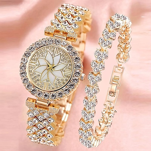 

2 unids/set reloj de aleación relojes de lujo para mujer joyería reloj de mujer sofisticado y elegante