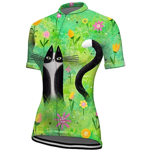 

21Grams Women's Cycling Jersey Short Sleeve Bike Top with 3 Rear Pockets Mountain Bike MTB Road Bike Cycling Breathable Quick Dry Moisture Wicking Reflective Strips Violet Yellow Blue Floral Botanical