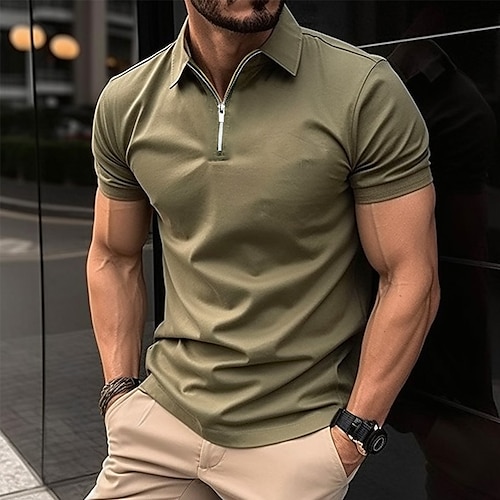 

Herren Poloshirt Golfhemd Casual Festtage Kargen Viertel Postleitzahl Kurzarm Modisch Basic Glatt Viertel Postleitzahl Sommer Regular Fit Schwarz Weiß Rote Dunkelmarine Blau Himmelblau Poloshirt