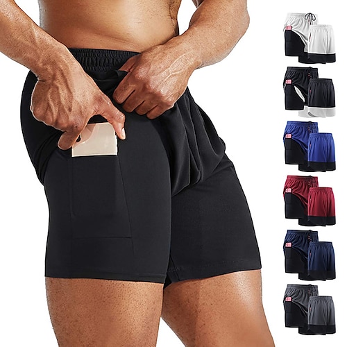 

Herren-Laufshorts, Workout-Laufshorts für Männer, 2-in-1-Stealth-Shorts, schnell trocknend, weich, Fitness, Fitnessstudio, Yoga, Outdoor-Sport-Shorts, Sportbekleidung, Aktivkleidung