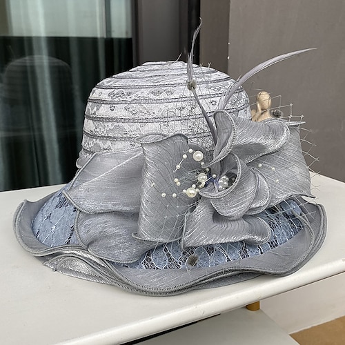 

Chapeaux Coiffure Polyester Acrylique / Coton Chapeau de seau Chapeau Fedora Capeline Casual Vacances Rétro Elégant Avec Plume Perle fausse Casque Couvre-chef