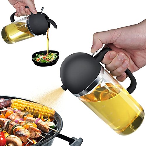 

Pulvérisateur d'huile de 17 oz pour la cuisson - Pulvérisateur d'huile d'olive 2 en 1 et distributeur d'huile - Vaporisateur d'huile de 500 ml avec bec verseur pour la cuisine, la cuisine, la salade,