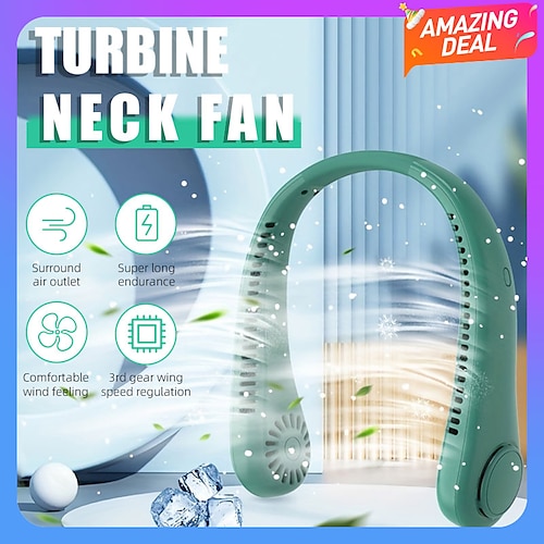 

Portable Bladeless Neck Fan Hands Free Bladeless Fan 360° Cooling Wearable Personal Fan For Travel Outdoor Sports Leafless Rechargeable USB Powered3 Speed Multicolor Gift For Birthday