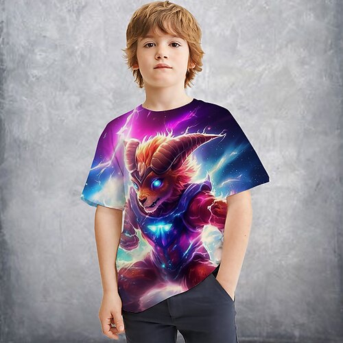 

Boys T shirt Short Sleeve T shirt Tee Graphic Animal Cartoon 3D Print Active Sports Fashion Polyester Outdoor Casual Daily Kids Crewneck 3-12 Years 3D Printed Graphic Regular Fit Shirt