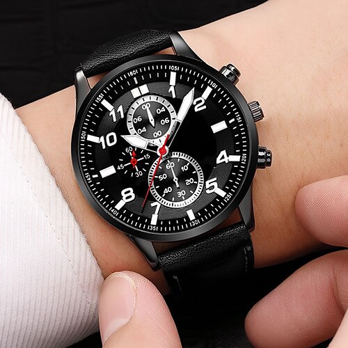 

Men Quartz Watch Minimalist Large Dial Outdoor Casual Analog Wristwatch Quilted PU Leather Watch Male Clock