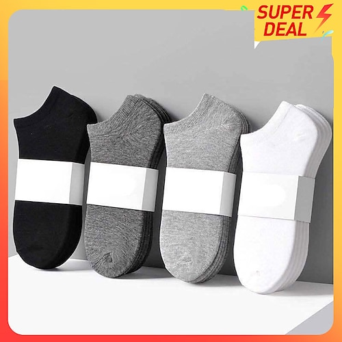 

5 Pairs Of Black And White Gray Socks Men's Socks Summer Autumn And Winter Four Seasons Solid Color Men's Short Tube Socks Invisible Low Socks Sweat-absorbing