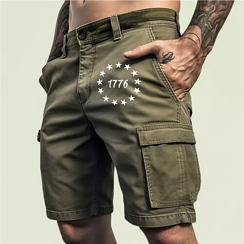 

Men's Cargo Shorts Shorts Hiking Shorts Multi Pocket Letter Graphic Prints Wearable Short Outdoor Daily Designer Casual Khaki