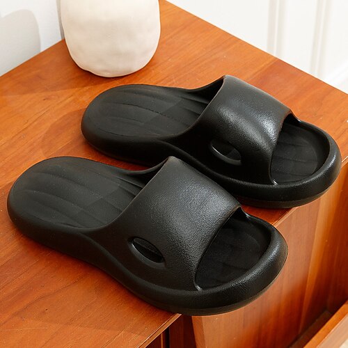 

Women's Platform Soft-sole Indoor Slippersman's Solid Color Non-slip Open Toe Slides Home Bathroom Shoes