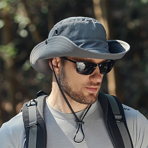 

Men's Bucket Hat Sun Hat Fishing Hat Boonie hat Hiking Hat Black Deep Blue Polyester Travel Beach Outdoor Vacation Plain UV Sun Protection Sunscreen