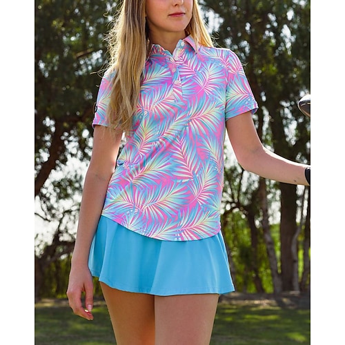 

Women's Polo Shirt Golf Shirt Breathable Soft Short Sleeve Top Regular Fit Floral Printed Summer Spring Tennis Golf Pickleball