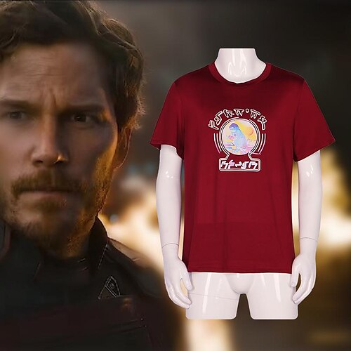 

Gardiens de la Galaxie 3 Seigneur des étoiles Manches Ajustées Femme Cosplay de Film Décontractées Rouge vin Tee-shirt Mascarade Polyester