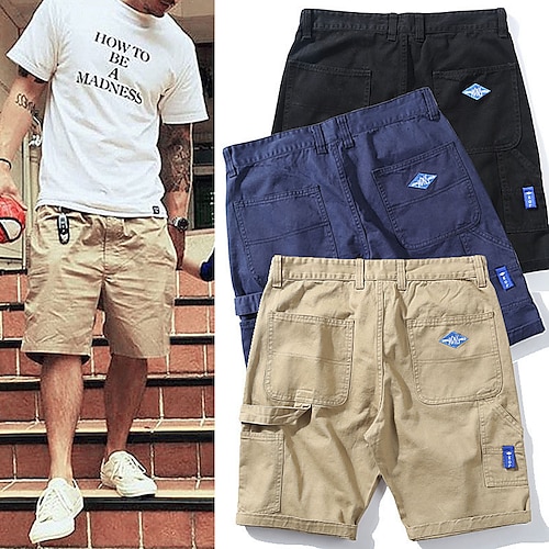 

Men's Cargo Shorts Casual Shorts Pocket Plain Comfort Breathable Outdoor Daily Going out 100% Cotton Fashion Casual Black Khaki