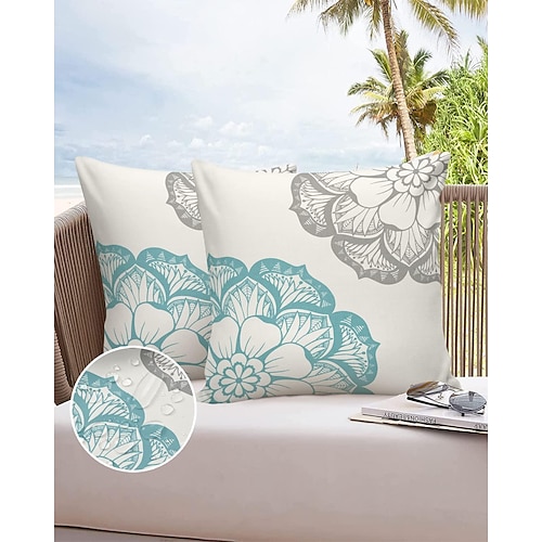 

Outdoor Waterproof Pillow Cover Bohemian Mandala for Patio Garden Sofa Couch Livingroom 1pc