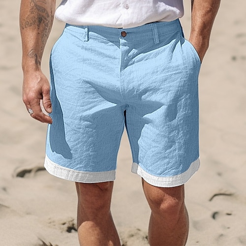 

Homens Calção Shorts de verão Shorts de praia Patchwork Com Cordão Cintura elástica Tecido Conforto Respirável Curto Casual Diário Feriado Moda Estilo Clássico Preto Rosa
