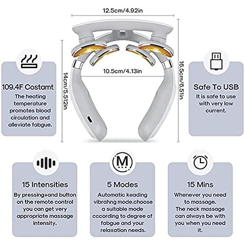 Rechargeable Neck Massager for Neck Pain,Intelligent Portable Neck Massager  with Heat Function,USB Charging Neck Relax Massager,,Massage at  Home,Outdoor,for Women and Men