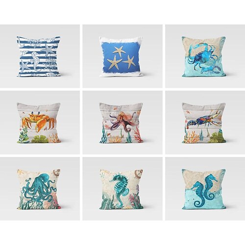 

Double face taie d'oreiller 1pc océan animal hippocampe doux décoratif carré taie d'oreiller taie d'oreiller pour chambre salon canapé canapé chaise