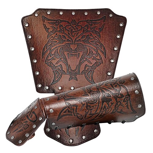 

Warrior Knight Ritter Viking Celtic Knight Vintage Punk Gothic Medieval Renaissance 17th Century Cosplay Costume Wristband Armband Arm Guards Bracers Men's Costume Vintage Cosplay Performance Stage