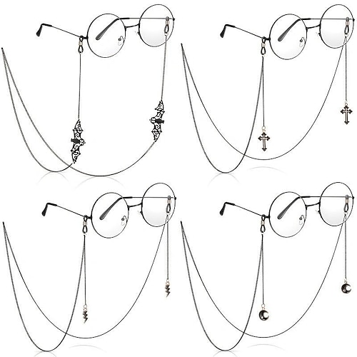 

corrente de óculos para mulheres preto gótico morcego pingente de lua suporte de alça de óculos cordão retentor