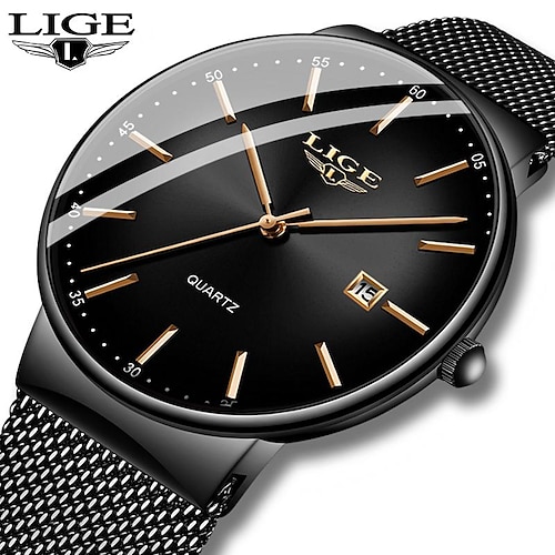 

Lige Herrenuhren, modisch, ultradünn, Herrenuhr, wasserdicht, Datum, Quarz-Armbanduhr für Herren, Business-Männeruhr, relogio masculino