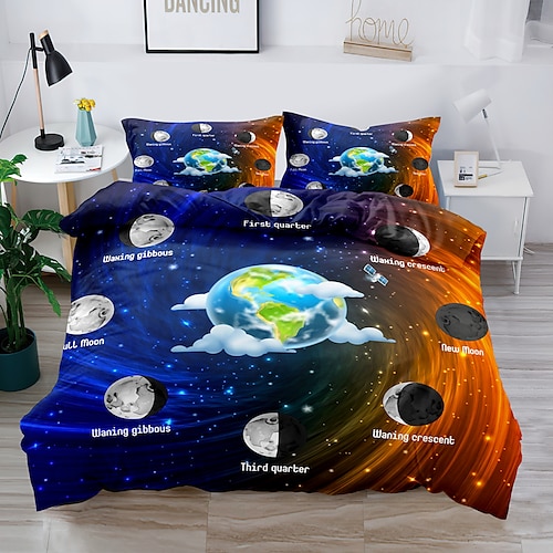 

3D Galaxy Solar System Stars Cosmic Sky3D Vortex Duvet Cover Bedding Sets Comforter Cover with 1 Duvet Cover or Coverlet,1Sheet,2 Pillowcases for Double/Queen/King(1 Pillowcase for Twin/Single)