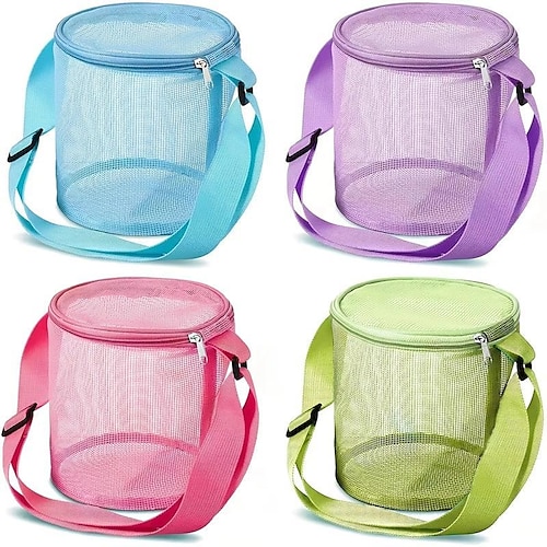 

Mesh Shell Storage Bag, Beach Three-dimensional Round Sand Digging Bucket Toy, Finishing Collection Bag