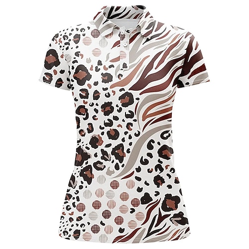 

Mulheres Camisa polo de caminhada Camisa de golfe roupas de golfe Respirável Secagem Rápida Macio Manga Curta Blusas Normal Leopardo Estampado Verão Primavera Tênis Golfe Badminton