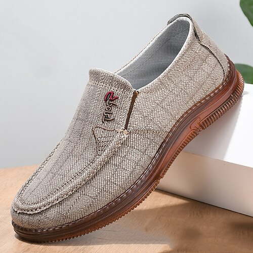 

Hombre Zapatos de taco bajo y Slip-On Zapatos Confort Casual Exterior Diario Zapatos de Paseo Tela Transpirable Color café Negro Gris Verano Primavera