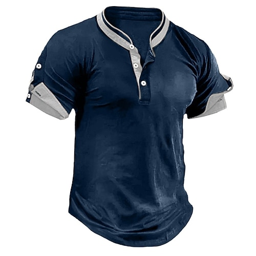 

Men's T shirt Tee Henley Shirt Tee Top Plain Henley Street Vacation Short Sleeves Clothing Apparel Fashion Designer Basic