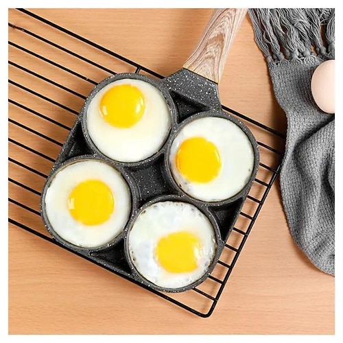 Egg Frying Pan, Nonstick Pancake Pans With 4 Holes, Pancakes Maker With  Handle, Crepe Pan For Breakfast Eggs, Kitchen Utensils