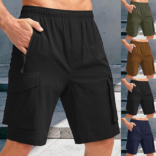 

Homens Bermuda Cargo Shorts de Trilha Bolsos Tecido Conforto Respirável Ao ar livre Diário Para Noite 100% Algodão Moda Casual Preto Verde Tropa