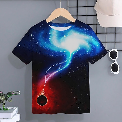 

Garçon T-shirt Manche Courte T-shirt Tee-shirts Graphic Galaxie Espace 3D effet Actif Sportif Mode Polyester Extérieur Casual du quotidien Enfants Col ras du cou 3-12 ans Graphique imprimé en 3D