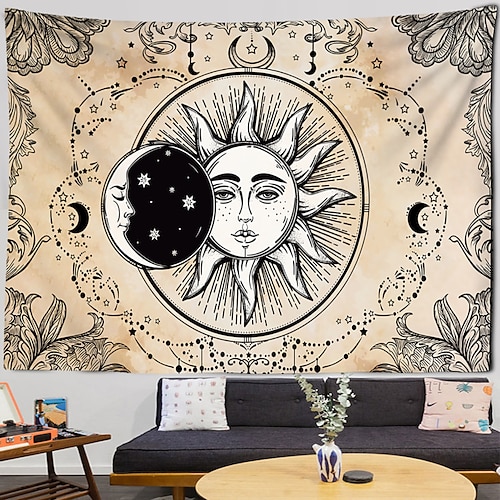 

Sun and Moon Hanging Tapestry Tree of Life Tarot Mandala Hippie Wall Art Large Tapestry Mural Decor Photograph Backdrop Blanket Curtain Home Bedroom Living Room Decoration