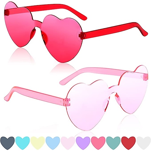 

Heart Shape Sunglasses Rimless Transparent Heart Glasses Colorful Party Favors 1970s Y2K Barbiecore Accessories