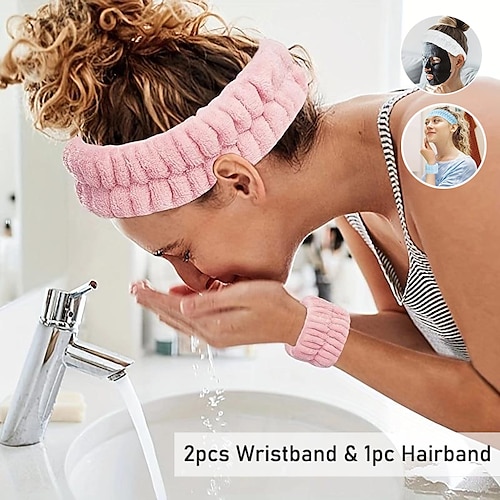 

3-teilige Gesichtswasch-Armband- und Haarband-Sets, Yoga-Übungs-Haarband, Mikrofaser-Armband, Armband, ein Paar Armbänder