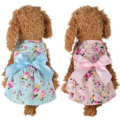 

Hunde Katzen Kleider Blume Modisch Kuschelig Outdoor Festtage Hundekleidung Welpenkleidung Hunde-Outfits Atmungsaktiv Rosa Blau Kostüm für Mädchen und Jungen Hund Baumwollstoff XS S M L XL