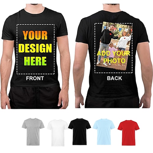 

camiseta masculina personalizada de algodão adicione sua imagem design de foto personalizado imagem texto carta impressão gráfica tee esportes moda casual verão