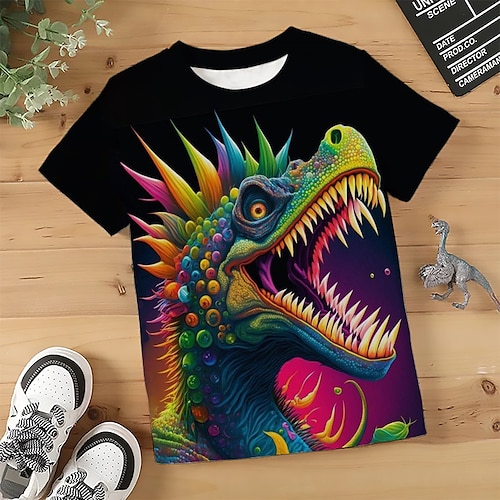 

Garçon T-shirt Manche Courte T-shirt Tee-shirts Graphic Animal Dinosaure 3D effet Actif Sportif Mode Polyester Extérieur Casual du quotidien Enfants Col ras du cou 3-12 ans Graphique imprimé en 3D